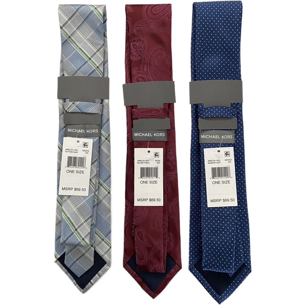Michael Kors Necktie Lot of 3 Classic Width/Length Blue, Light Blue, Maroon NEW - Picture 2 of 5